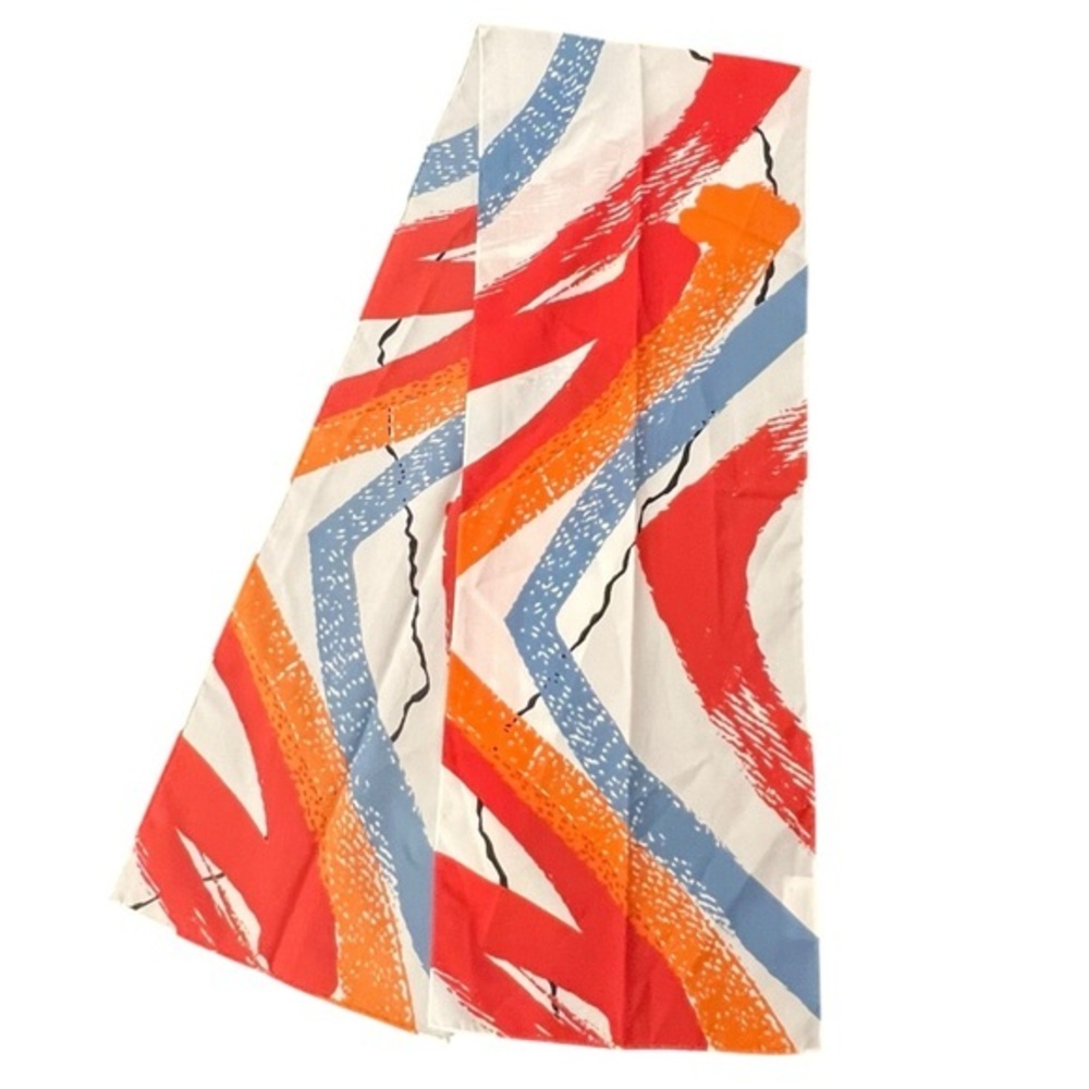 Vintage 80s Avon Scarf Autumn Embers Red Blue Brushstroke 53" X 9" Polyester